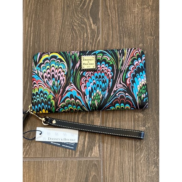 Dooney & Bourke Plumes Large Zip Around Wristlet Wallet Clutch - Picture 1 of 4
